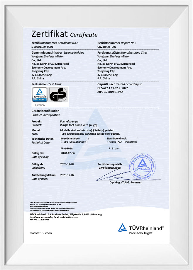 GS Certificate - FP9802A
